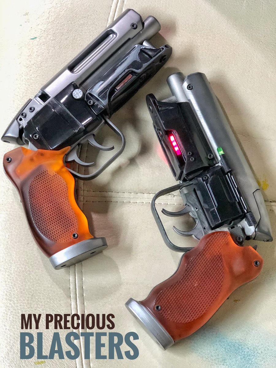 grafitomi's tweet photo. Had some time working again on my 2nd #blaster modeled by @chinbeard / still some work left.. tiny springs, LEDs to ammo pack. But it is some levels better finish than the 1st. Not surprised that @donttrythis is in love with that gun. #bladerunner #deckards #3dprinted #resin https://t.co/GpoAt9LI7m