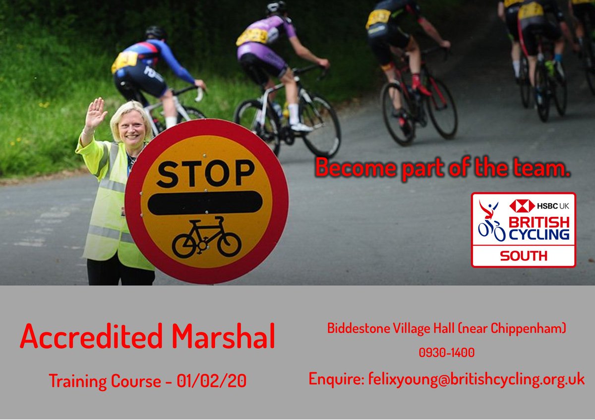 REO_South_BC's tweet photo. We are recruiting accredited marshals to become part of the team delivering cycle sport in @BCSouthRegion. Email felixyoung@britishcycling.org.uk with any questions and to enroll for the one day course on 01/02/20. https://t.co/A62NmBpyP2