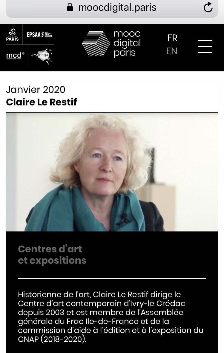 EcoleEPSAA's tweet photo. « Un #centredart , ce n’est pas seulement des mètres carré, c’est à la fois une équipe, un contexte et un territoire. »
Claire Le Restif, directrice du #CREDAC (#Ivry), membre du #Frac IDF & du #CNAP et enseignante à #Paris4
🆕 À retrouver s/ https://t.co/sSy5XVF32t #epsaa #mooc https://t.co/TB4TJv5NT1
