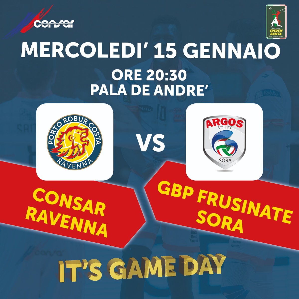 Che giorno è DOMANI? Il GAME DAY‼️🗓 
Vi aspettiamo numerosissimi al Pala De Andrè, i nostri leoni hanno bisogno del vostro tifo per riprendere al meglio il campionato!! 🦁🏐💪🏼
#gameday #consarravenna #avantileoni #volleyball #ravennasora