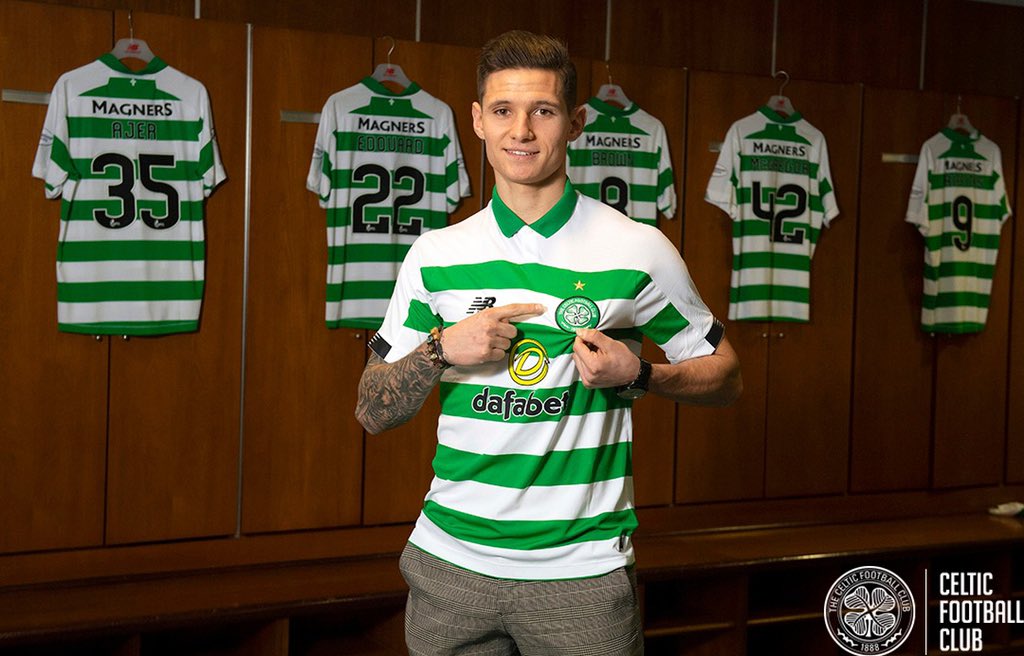 Hi, <a href="/CelticFC/">Celtic Football Club</a> fans! 👋 I'm very happy and proud to be here. I can't wait for the first match in new colors! 🍀 Thanks to my former club <a href="/Jagiellonia1920/">Jagiellonia Białystok</a> for everything. Let's get rocking, #CelticFC! 🤟