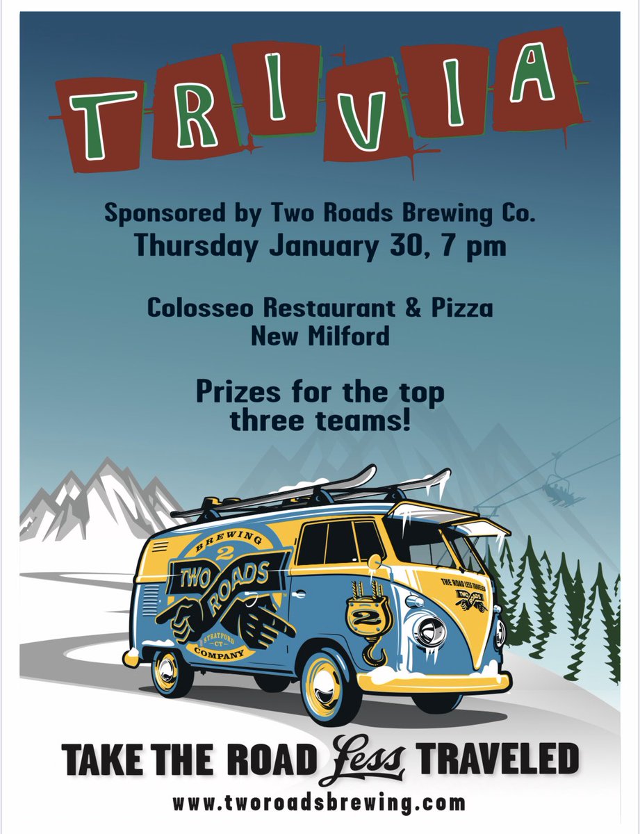 Mark those calendars for my trivia event of the year at Colosseo in New Milford, CT. Stop by today and have a pint of Two Juicy while you’re at it!