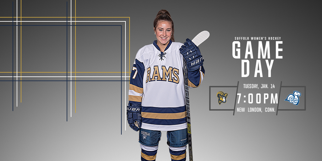 gosuffolkrams's tweet photo. After 8 days off @su_whockey is back in action tonight. Here are the #GameDay details 

📍New London, Conn.
🆚 @CamelAthletics
⏰ 7:00 PM 
📊 https://t.co/B8Tx264gAO
💻 https://t.co/B8Tx264gAO

#RamNation #NEHC #d3hky https://t.co/I2pDlYCyKW