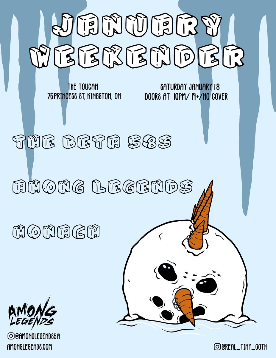 AmongLegends519's tweet photo. My new year's resolution for this band is to play at least 50 shows in 2020 &amp; do an east coast tour over the summer. We're starting strong with this weekend's string of shows between Toronto &amp; Kingston. Let's go tobogganing! Let's get some hot chocolate! Let's start a mosh pit! https://t.co/csNBj7k4R5