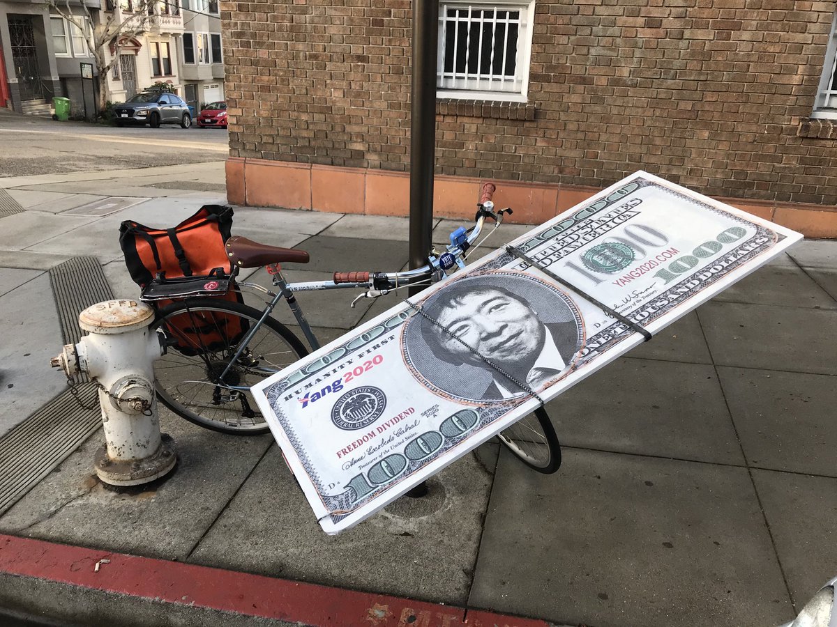 mikhuang's tweet photo. Yang buck transportation for crowd-Yanging in SF #YangGang @SFYangGang https://t.co/HDsyHcpEjF