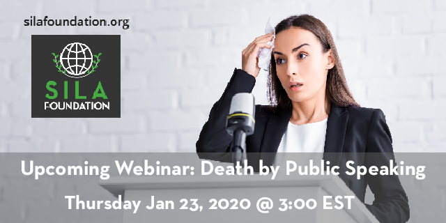 SilaSpeaks's tweet photo. Join us for a SILA Foundation sponsored FREE webinar, "Death by Public Speaking", with Barb Gavitt, on Thursday, January 23, 2020 @ 3:00 PM EST.  @SILAFoundation #JOINSILA #Education #insurance https://t.co/jVyc2GZ5gX https://t.co/oC2lXPaWRA