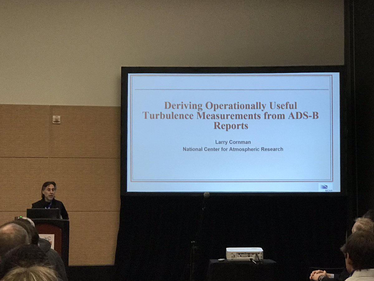 CaptainTimAA's tweet photo. What if we add automated #turbulence measurements from 125k GA aircraft to the natl model from #ADSB? @NCAR_Science ‘s L. Corman is talking at the #aviation conference at the #AMS2020 #AMS100! Critical for safety in low altitudes. @AlliedPilots safety! https://t.co/JafLwmoOtJ