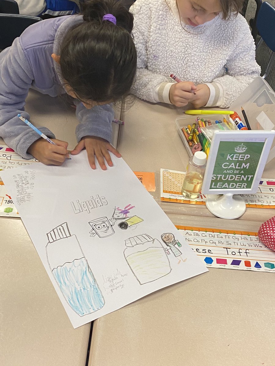 SanbornTigers's tweet photo. The #clr protocol “Graffiti Talk” helped 2nd graders review the properties of liquid from their lab investigation today!  Students could choose what they drew and collaborate with their peers.  Every student engaged! #validateaffirm #proudtobe15 #sanbornrocks https://t.co/DW44g626HO