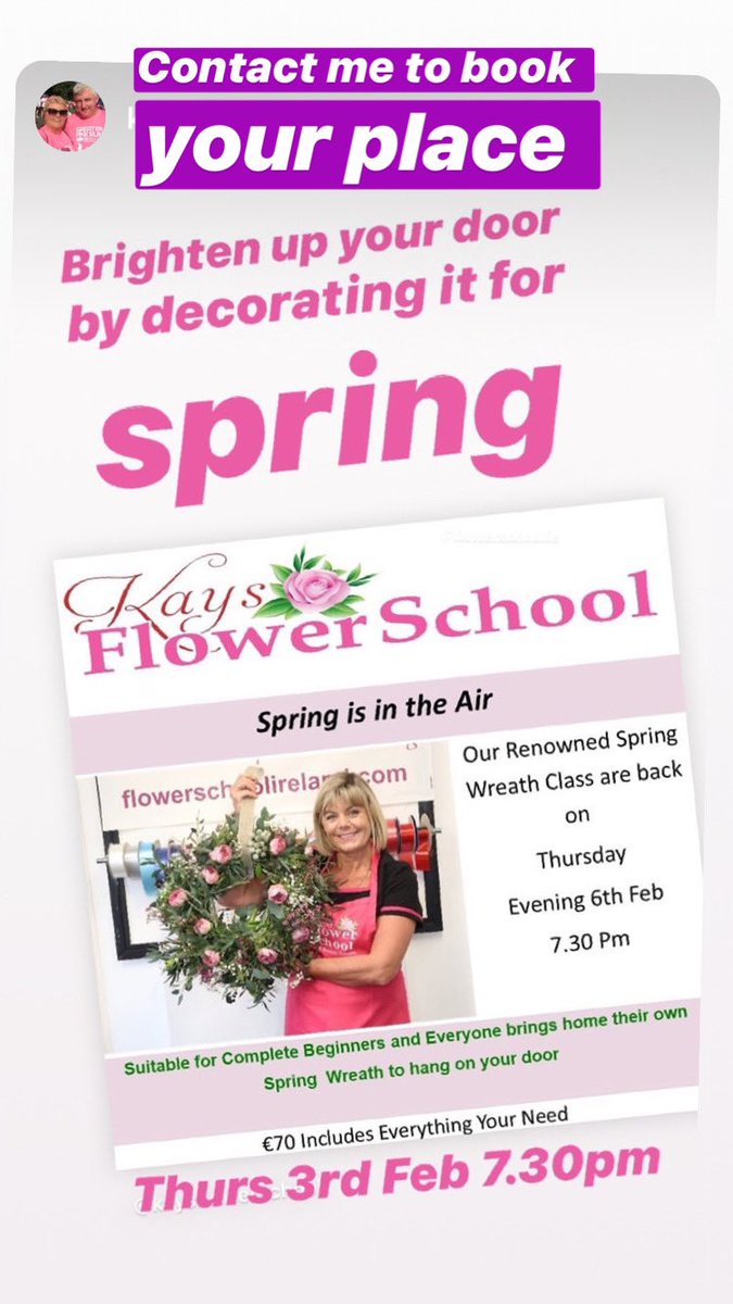 kayflowerschool's tweet photo. #SpringWorkshops #springDoorWreath https://t.co/HuLE4FAWzb
