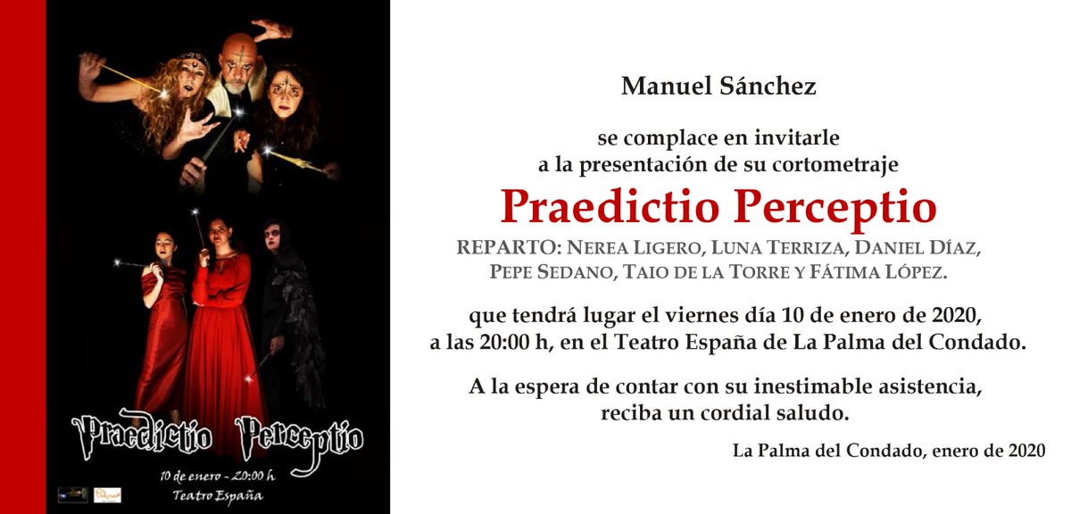 ellapizmagico's tweet photo. El viernes 10 de Enero asistimos al estreno del cortometraje Praedictio perceptio de @manuzam0 Un trabajo realizado con mucha ilusión y constancia y en el que hemos tenido la grandísima suerte de participar.
Suerte Manu. Este solo es el principio.
#estreno #praedictioperceptio https://t.co/fS8TANkGRk