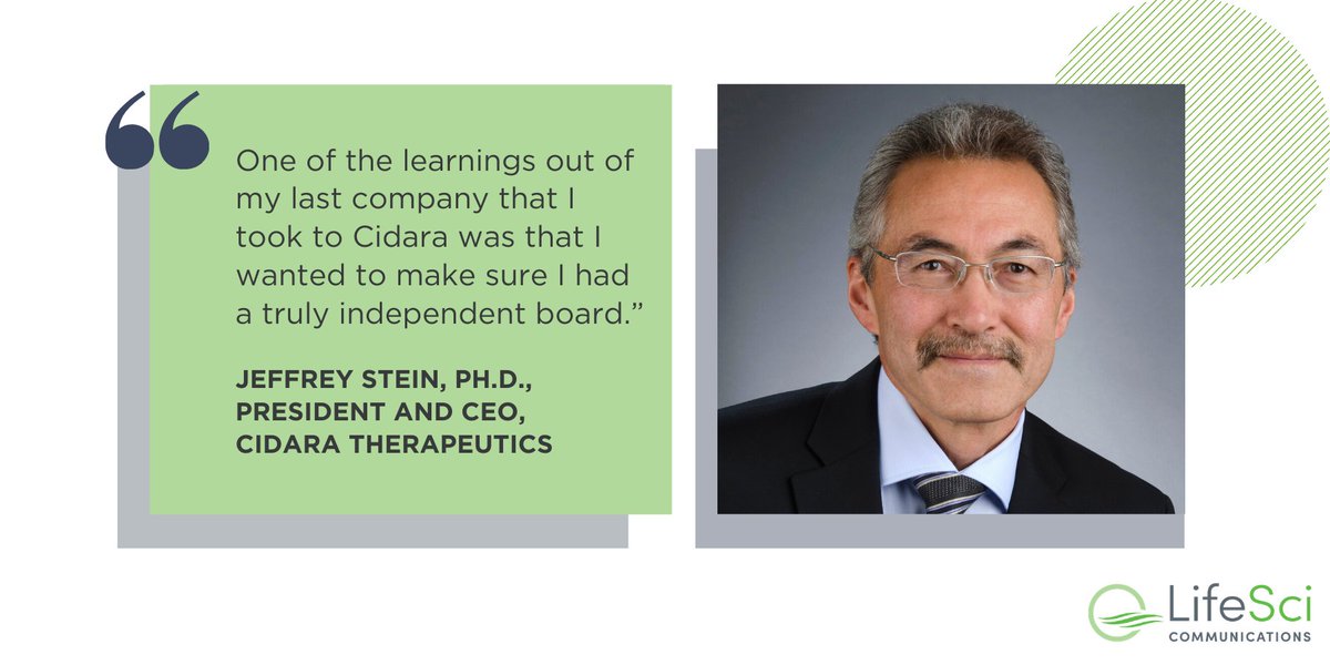 LifeSciComms's tweet photo. Dr. Jeffrey Stein, @CidaraThera CEO, explained to the room at our #LifeSciPanel his thoughts on starting a new board of directors when he joined the company. #JPM20 https://t.co/eCxOTDEp4Z