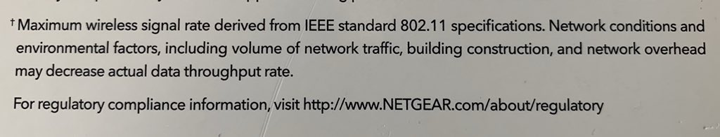 The front of the box for the Netgear Orbi 6 mesh router system vs. the fine print. Speeds of up to 6Gbps? Try 2.4Gbps — and even that is seriously pushing it.

More here on my beef with the way the Wi-Fi industry talks about how fast its products are: cnet.com/news/wi-fi-spe…