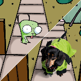 NickRewind's tweet photo. A dog dressed like Gir, dressed like a dog! #DressUpYourPetDay https://t.co/I3IF1aUbmf