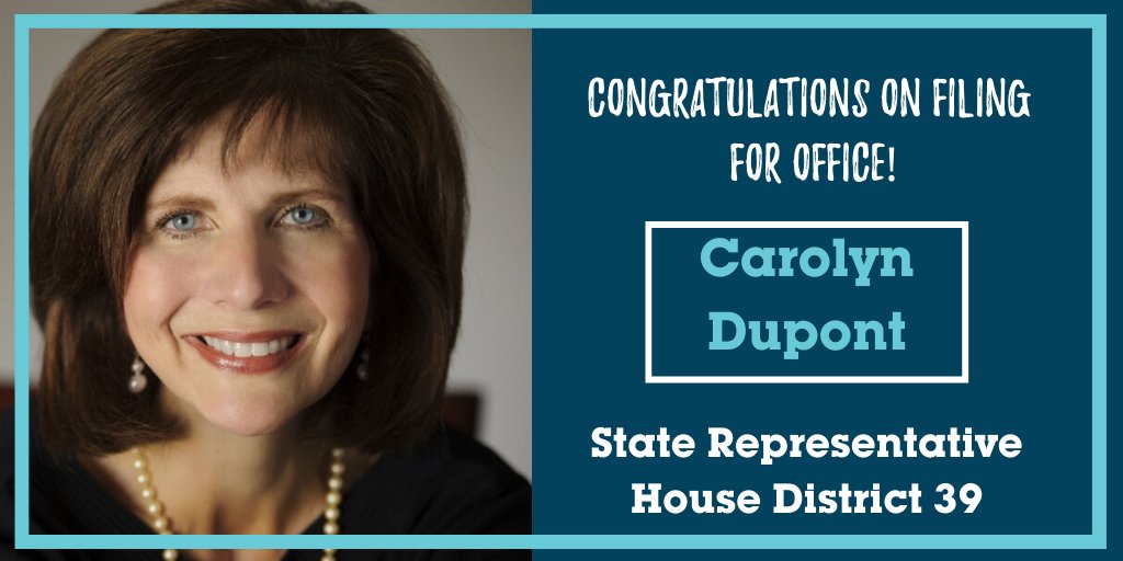 Congratulations to Carolyn Dupont on filing for office! We can't wait to see you run (and win)!