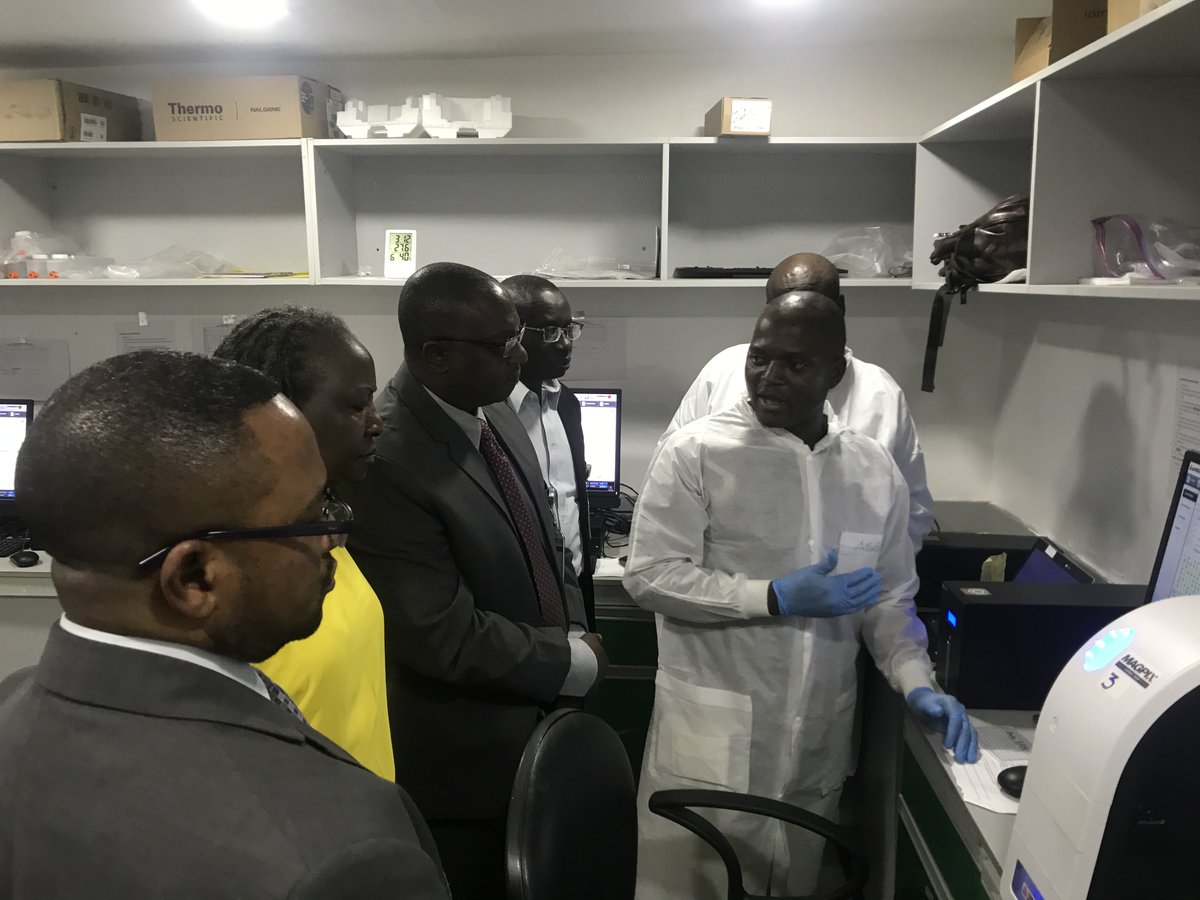 IHVNigeria's tweet photo. At the @NCDCgov multiplex laboratory, which we manage supported with funding from @CDCgov, 36 highly sensitive &amp;specific tests are run simultaneously to provide data on diseases such as rubella, measles, malaria, cholera. #FirstinNigeria https://t.co/WClveU2sGu