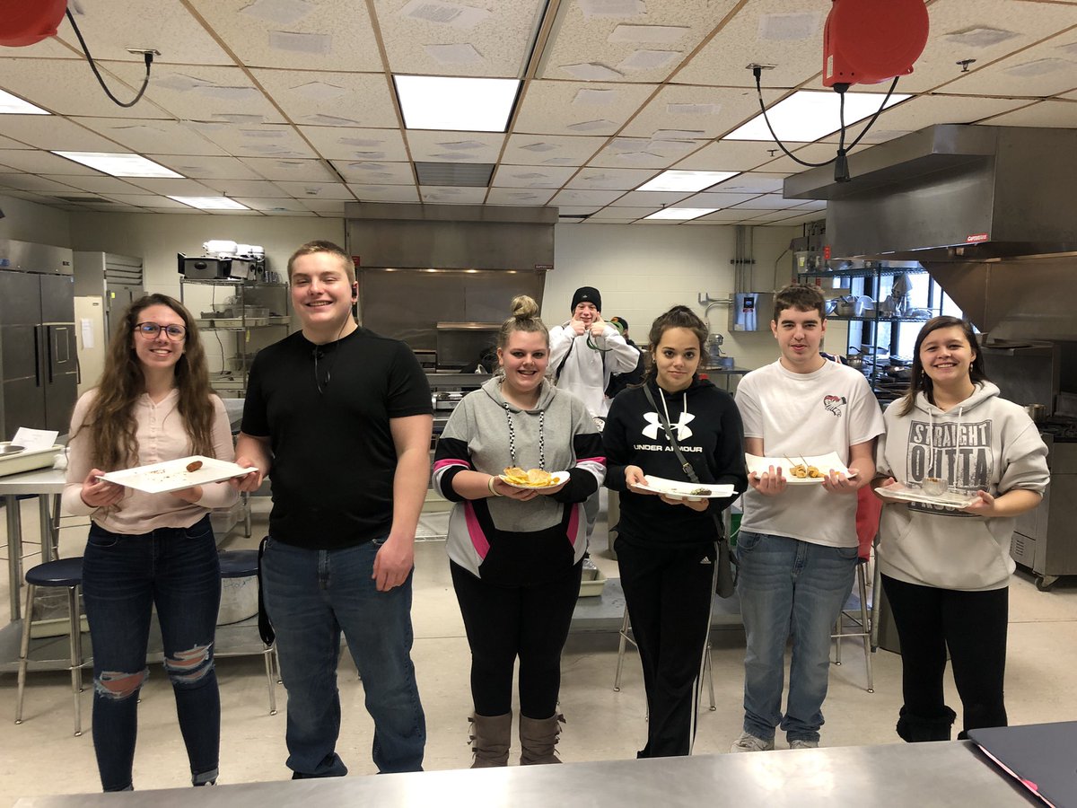 Gary Schneider, Owner of G.B. Schneider, came to judge hot appetizers made by our Culinary students this morning! He tasted each of the entries, looked at their ingredient lists and breakdown of cost. After judging all of the apps, he chose a winner! Congrats to Sierra!