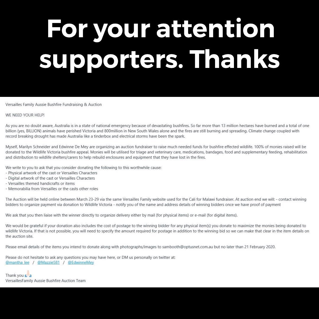 The <a href="/versaillesfam/">~Versailles Family~</a> <a href="/mazzie581/">Marilyn Schneider</a> <a href="/EdwinneMey/">Edwinne De Mey</a> supported all our auctions and we want to offer our support back. Artists please get in touch with them if you can make something for this very worthwhile cause. Thanks!