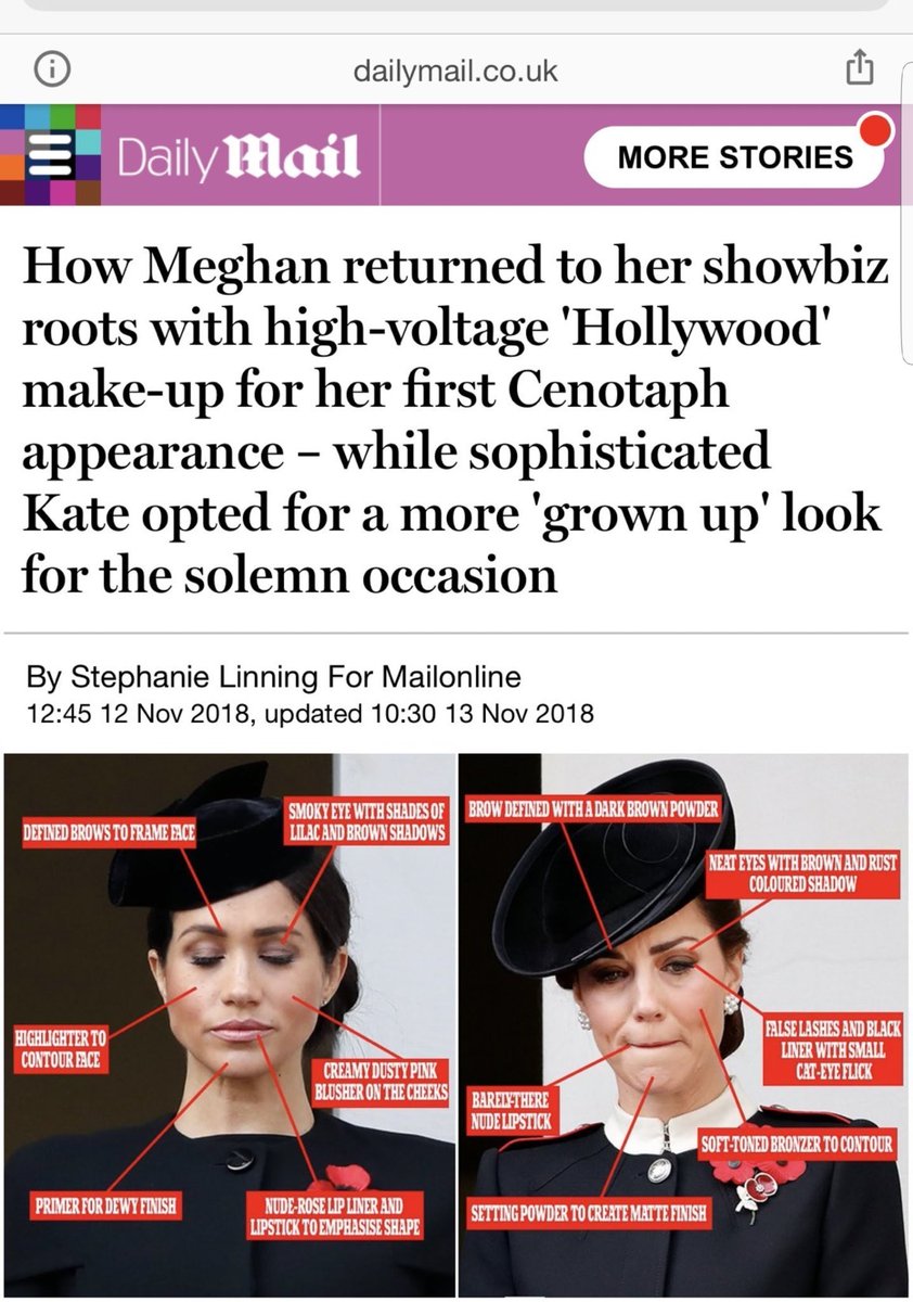 Exhibit 17:  #MakeUpGate. Defined brows? Brown eyeshadow? Contouring? Nude lip colour? So why is one make up job "sophisticated", and "grown up", and the other "Hollywood" and "high voltage"?