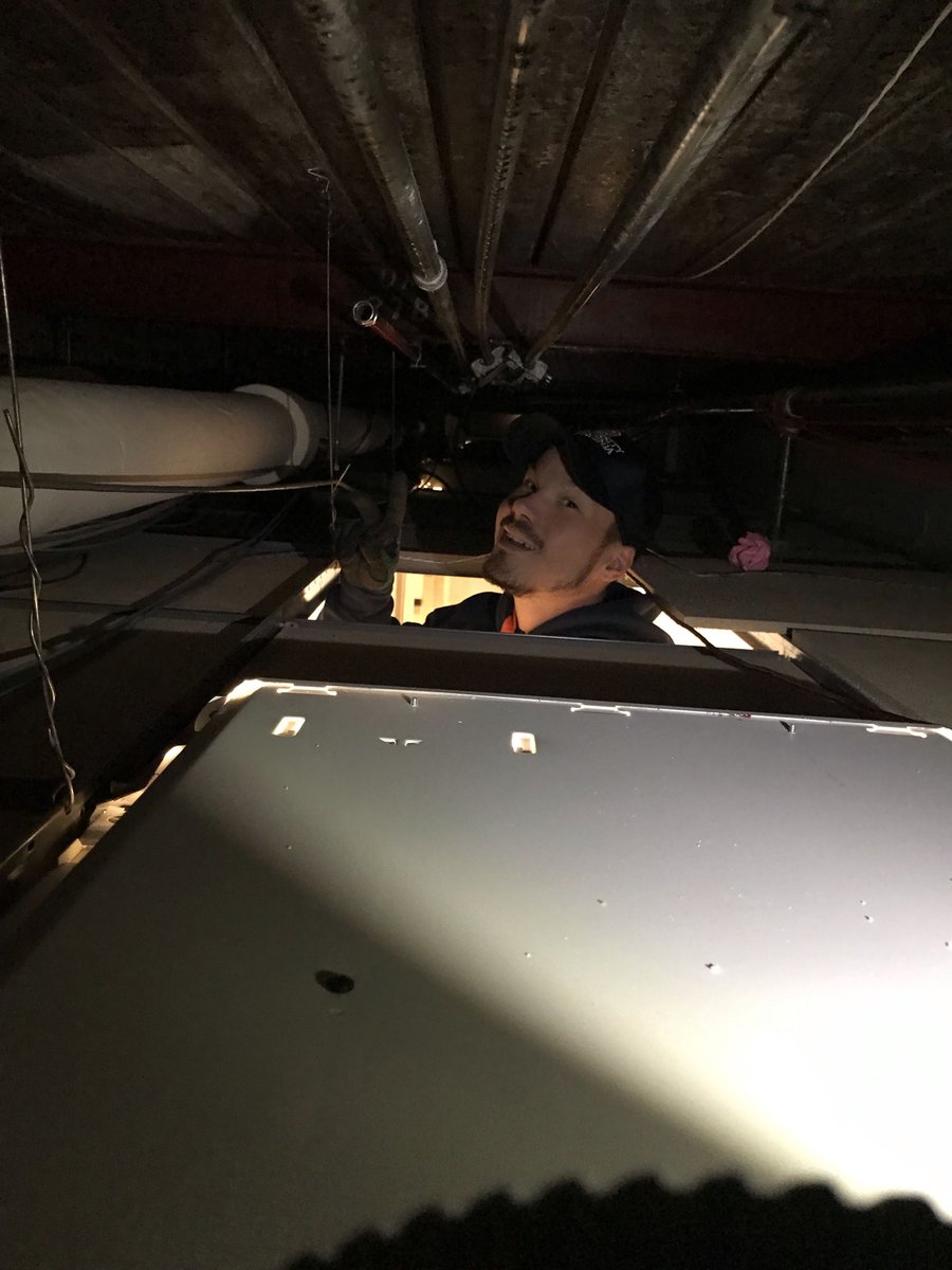 UVAApprentice's tweet photo. Starting off the morning by connecting and bending some Fire Alarm Conduit(Pipe for Fire Alarm wires to Travel through. Working in tight spaces, sometimes we have to bend the Conduit to travel around obstacles. #Electricalapprentice #Electrical #Firealarms #UVA #EarnlearnAdvance https://t.co/3WVyfX4oHK