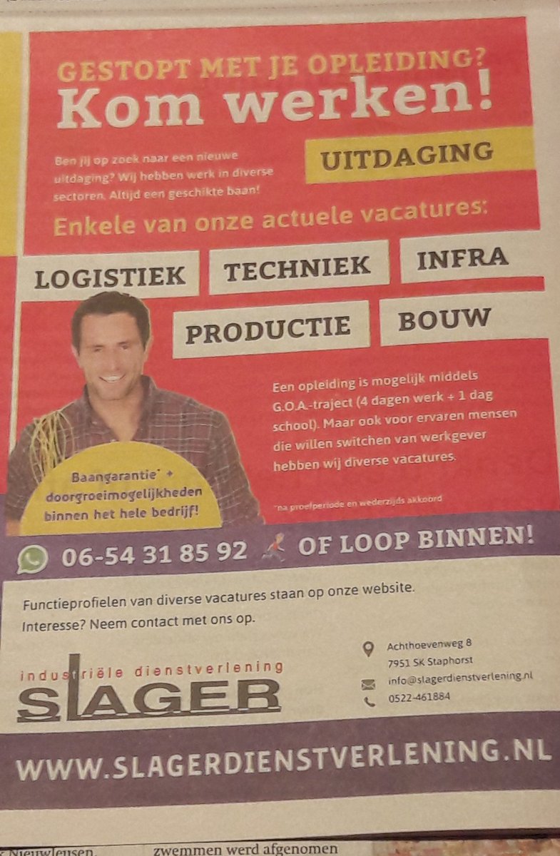 SlagerStaphorst's tweet image. #vacature #Staphorst #Meppel #Rouveen #Steenwijk #Zwolle
App naar 0654318592