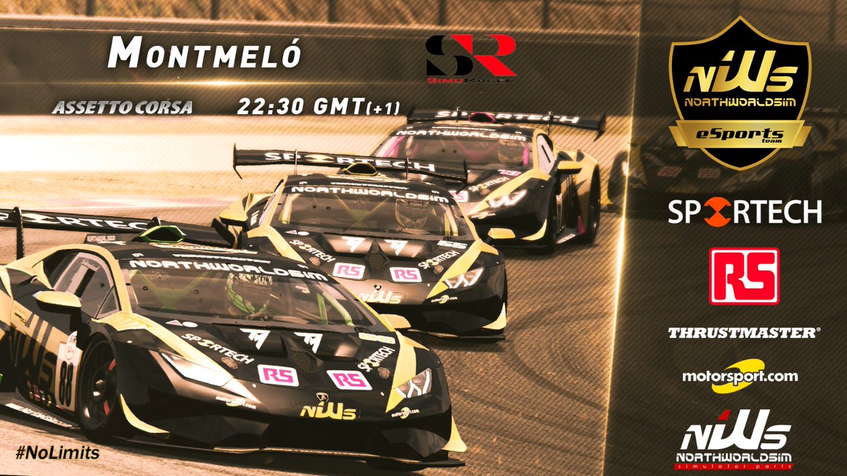 ¡Comienza el Lamborghini Super Trofeo, por equipos, de <a href="/SimuRacer/">SimuRacer</a>!

Nos vamos al Circuit de Barcelona, con el objetivo de conseguir la victoria en esta primera prueba del campeonato.

🎮: <a href="/Daviceman99/">David MS</a>
🎮: <a href="/iSanchezM30/">Ivan Sanchez</a>
🎮: <a href="/_Manuel_Cano_/">Manuel Caño</a>

📺: youtube.com/channel/UCFTWc…

#NoLimits