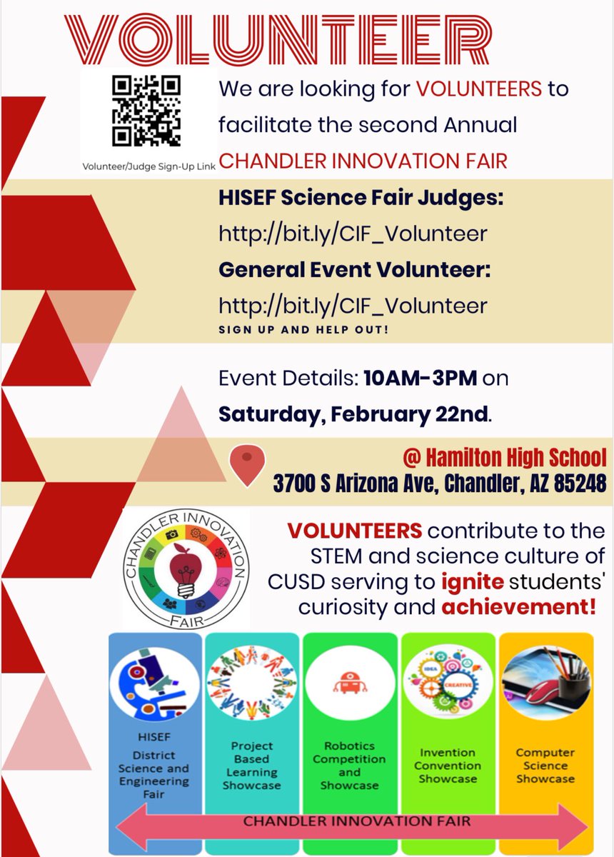 CUSD STEM (@cusdstem) on Twitter photo Join us as an event volunteer at the Chandler Innovation Fair on February 21 or 22🤩 Sign-up here: bit.ly/CIF_Volunteer
<a href="/ChandlerUnified/">Chandler Unified School District</a> <a href="/CUSDIRC/">ChandlerUSD IRC</a> <a href="/FairInnovation/">Chandler Innovation Fair</a> Join us as an event volunteer at the Chandler Innovation Fair on February 21 or 22🤩 Sign-up here: bit.ly/CIF_Volunteer
<a href="/ChandlerUnified/">Chandler Unified School District</a> <a href="/CUSDIRC/">ChandlerUSD IRC</a> <a href="/FairInnovation/">Chandler Innovation Fair</a>
