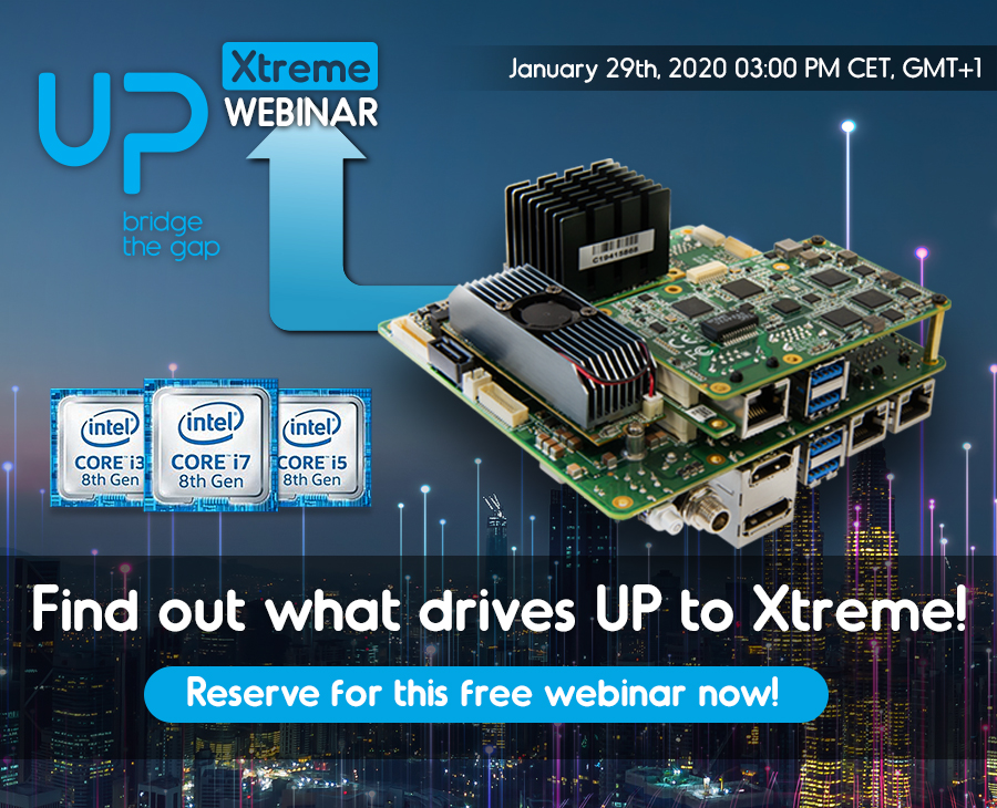 UPbridge_gap's tweet photo. Join our eXciting 1st webinar for 2020 on UP Xtreme coming up on 29 Jan at 3pm! 
Reserve a free seat here: https://t.co/mrwa1qjAfV

#UPboard #UPXtreme #mPCIe #AI  #IntelWhiskeyLake #IntelAI #IntelAIbuilders #IntelIoT #Movidius #MyriadX #VPU #WiFi #Bluetooth #LTE #AIcore #AIedge https://t.co/vpgq4k1NFG
