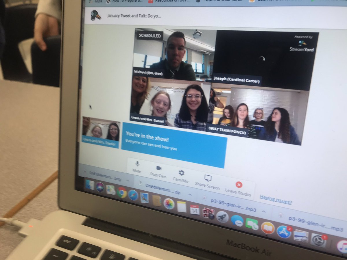 SJLSPPS's tweet photo. In preparing for today’s Tweet and Talk, our team is supporting two of our members by gathering on the other side of the room and following the convo on Twitter.  Go Robyn and Leeza! What an exciting day to collaborate! #GlobalEdSsChat https://t.co/p9p5vlHW1v