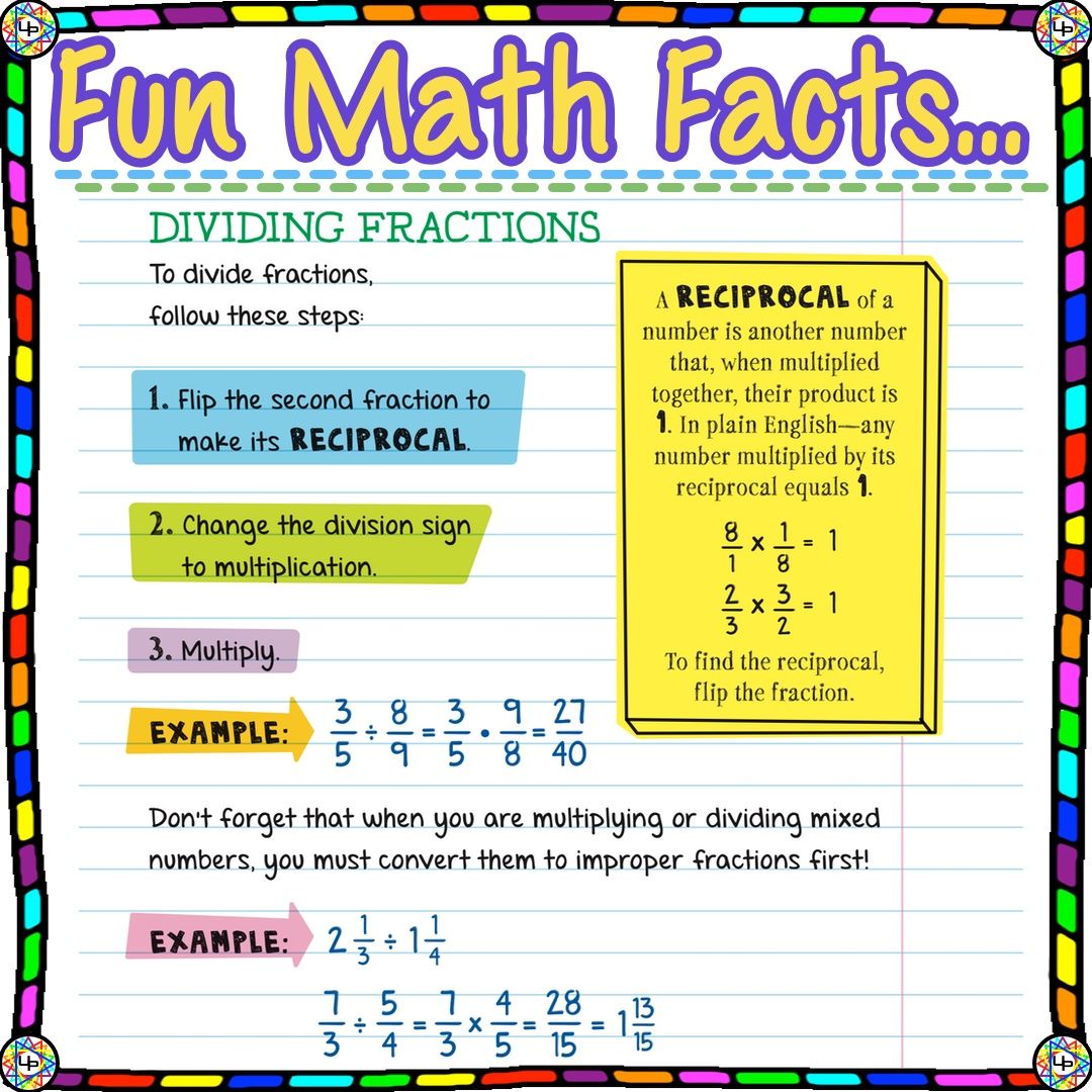 uniqueprimes's tweet image. How do you divide fractions? To find out let’s take a peak at this clip from the fantastic book Everything you Need to Ace Math In One Big Fat Notebook by Ouida Newton. 
amzn.to/2GOY61C (affiliate link) 
#UniquePrimes #ad #centerofmath #mathisfun #teachersfollowteachers