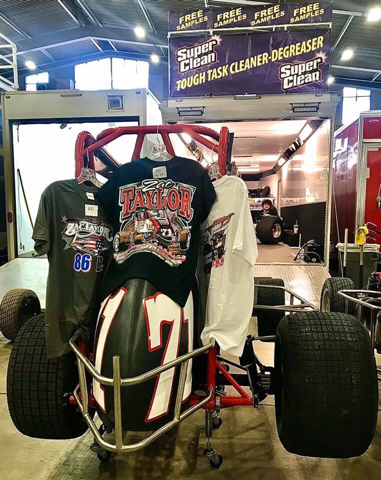Zac86Taylor's tweet photo. Getting ready for qualifying night! If you’re out at @cbnationals come by the trailer get a @SuperCleanTeam sample and buy a t-shirt to get entered to win a @YETICoolers Tundra 35! #ChiliBowl2020 https://t.co/h7mSrUjtXl