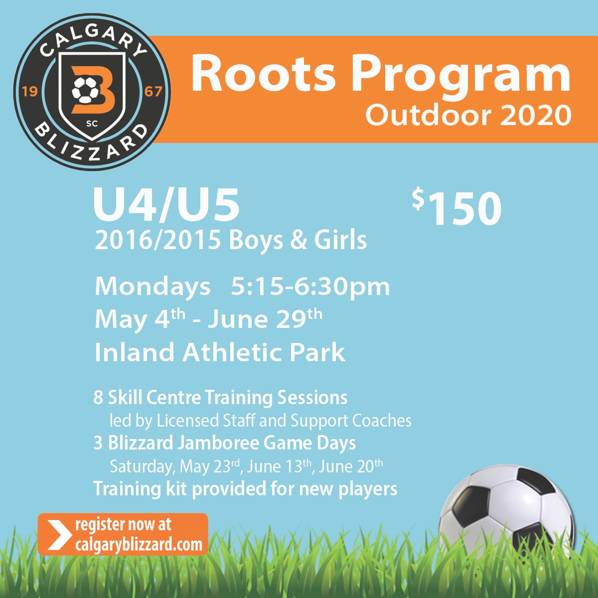 BlizzardSoccer_'s tweet photo. ⚽️ Outdoor 2020 U4-U8 ROOTS Program registration is now OPEN! ⚽️To register: https://t.co/l16RCIrUEQ https://t.co/Jcqa5tQfwO