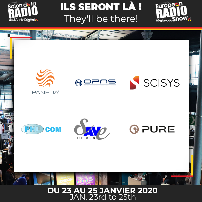 parisradioshow's tweet photo. [EXPOSANTS] Ils seront au Salon de la Radio 2020 ! 🔥📻🔥
Merci à eux pour leur participation 🙏
#OPNS #Paneda #PHFCOM @PureAudioWorld #savediffusion @SCISYS_Software
Pour exposer vous aussi, cliquez sur le lien 👉 https://t.co/14V91gz4m6
#salonradio2020 https://t.co/C0czr1McgJ