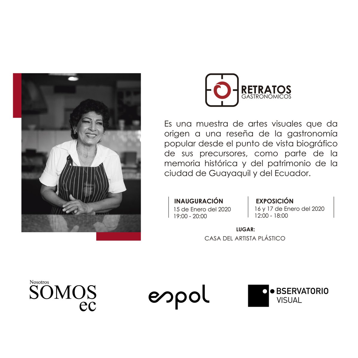 _SomosEC's tweet photo. Invitados a la exposición fotográfica #RetratosGastronómicos realizada con #ObservatorioVisual de @espol en colaboración con @_SomosEC https://t.co/upFFmUk7YH