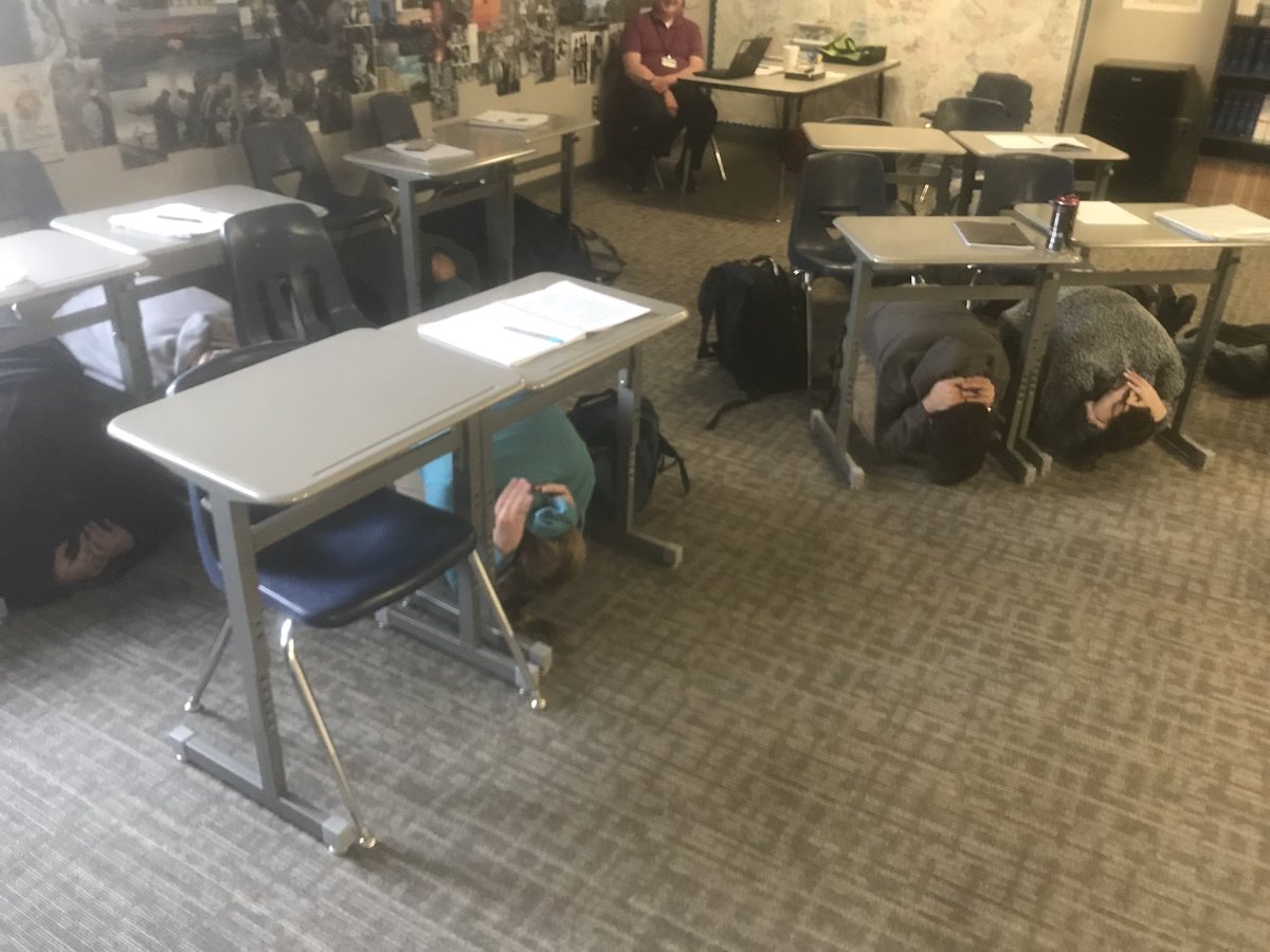 CoachTietjen's tweet photo. 4th Period Duck and Cover Drills. #historyisreal https://t.co/LWVppcpyma