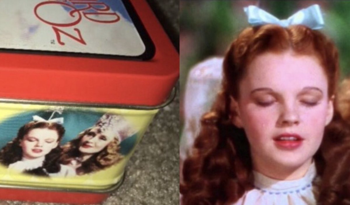 Dartger's tweet photo. TFW your old MGM licensed  lunchbox does a better job of film preservation than the #NationalFilmRegistry of #LandmarkFilms and your favorite Classic Movies channel. #TheWizardofOz #Judy #TCM #TCMFF https://t.co/RtnYzPxMPQ