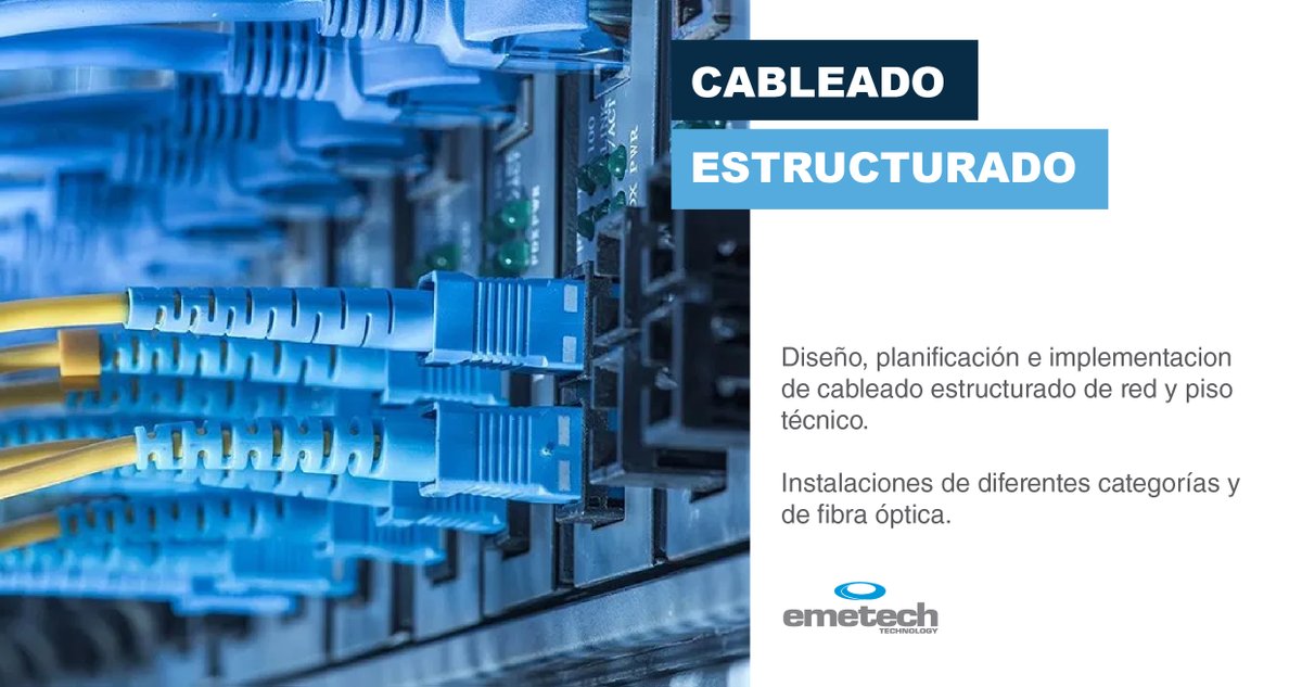 Emetech's tweet photo. 👉🏻 Dentro de nuestros servicios contamos con diseño, planificación e implementación de cableado estructurado de red y piso técnico.

Instalaciones de diferentes categorías y de fibra óptica,  ¡Y más! ✔️

Para más info ingresá en:
https://t.co/qEPAar7ioU

#EmtechSA https://t.co/eOqChwv4UM