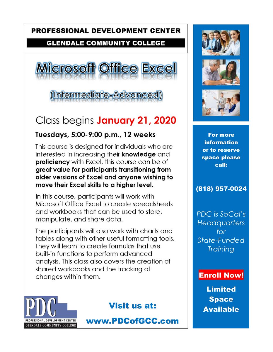 PDCGlendale's tweet image. Contact us today to enroll in the upcoming #MicrosoftExcel class! #Excel #ExcelClass