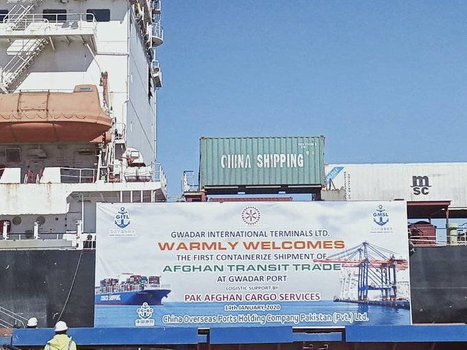 The first ship full of #containers reached #GwadarPort, starting #AfghanTransitTrade, creating new regional #economicopportunities and connectivity dimensions under #BRI and #CPEC, fruits of hard work by #COPHC. (#Afghanistan, #Pakistan - #Balochistanprovince).