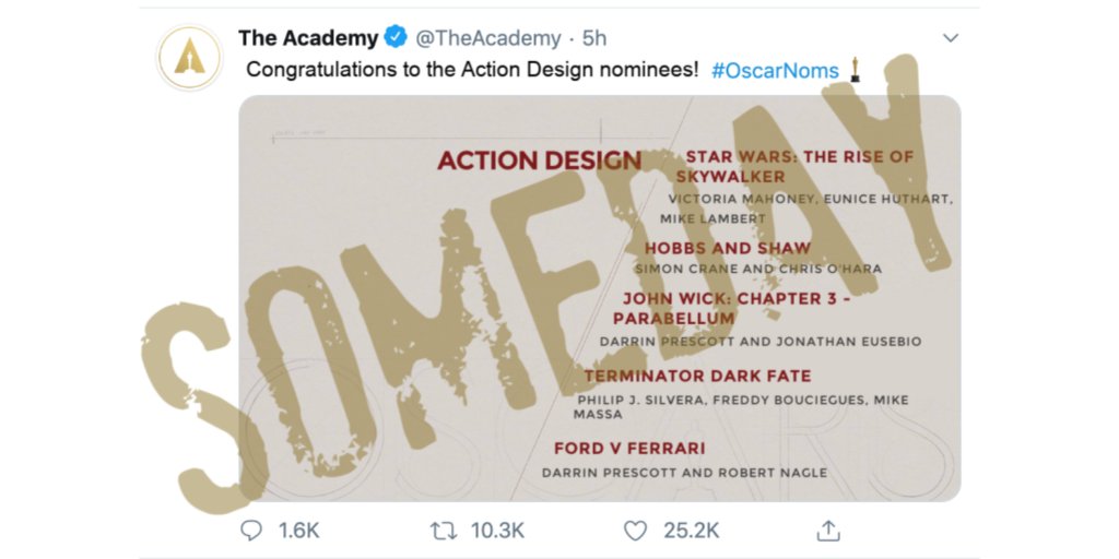 StuntsUnlimited's tweet photo. This hasn't happened yet....but it should. Maybe someday @TheAcademy???
Let them know you feel the same way:
https://t.co/BgtrFyKPWq
#oscarforstunts #standupforstunts #actiondesign #secondunitdirector #stuntcoordinator #OscarNoms https://t.co/aTKnljmXWj