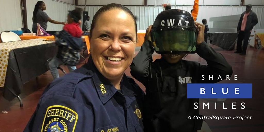 ShareBlueSmiles's tweet photo. Seeing these smiles from Sergeant Atwood with the @SheriffPulaski in Arkansas and a future SWAT officer is one reason why we ShareBlueSmiles. Submit your story to https://t.co/sn6NBXd5ci today. https://t.co/rOzUDPqkd2