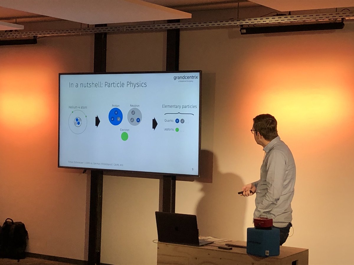 CologneAIML's tweet photo. Timon Schmelzer from @grandcentrix is now comparing #CERN vs. German #Mittelstand and presenting a field report from an #IoT solution provider. #AI #MachineLearning #MVA #XGBoost https://t.co/7UDVnz9Gmx