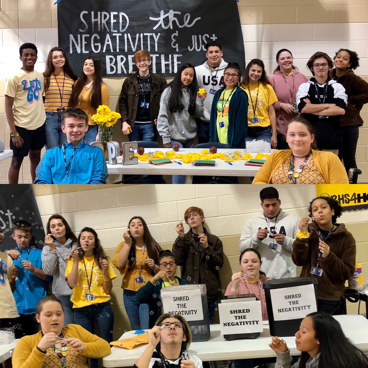 Day 2 of RHS HOPE Week. Today’s theme: Shred the Negativity &amp; Just Breathe. Say Hello to Yellow dress-up day (Suicide Prevention Awareness color). #hopesquad #suicideprevention #mentalhealthawareness