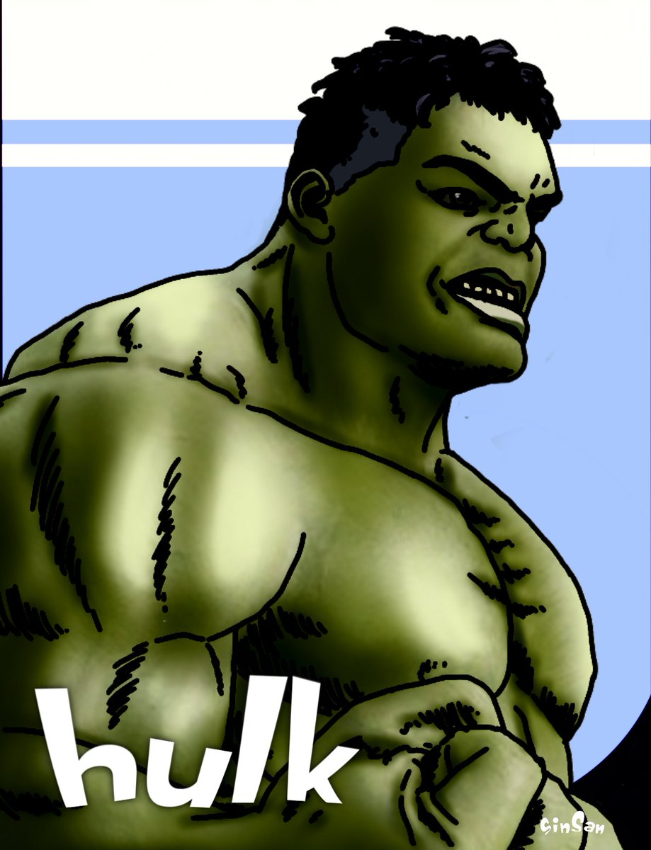 Sinsan على تويتر ハルクを描いてみたよ ハルク Hulk イラスト Sinsan