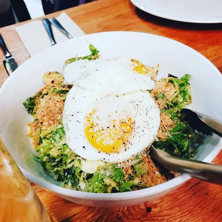 Dive into something healthy. This is our brussel sprouts ceasar. 📷: <a href="/joellelo/">Joelle</a> #eat #healthyfood #denvercolorado #milehighcity #salads #healthyeating #deliciousfood #yummy
