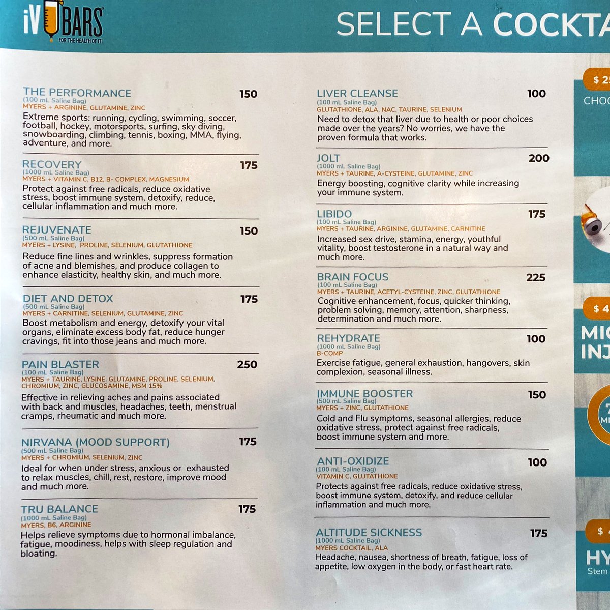 brooklynnnn23's tweet photo. 15 difference cocktails to choose from 😁🤗🤙🏻💦 you can also create your own depending on your needs! #dmmeforquestions #ivbars #healthyliving #fitfam #vitamins #weightloss https://t.co/KhaKrmSgqi