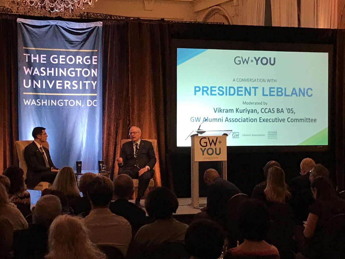 GW President LeBlanc speaks with the GW community in Philadelphia