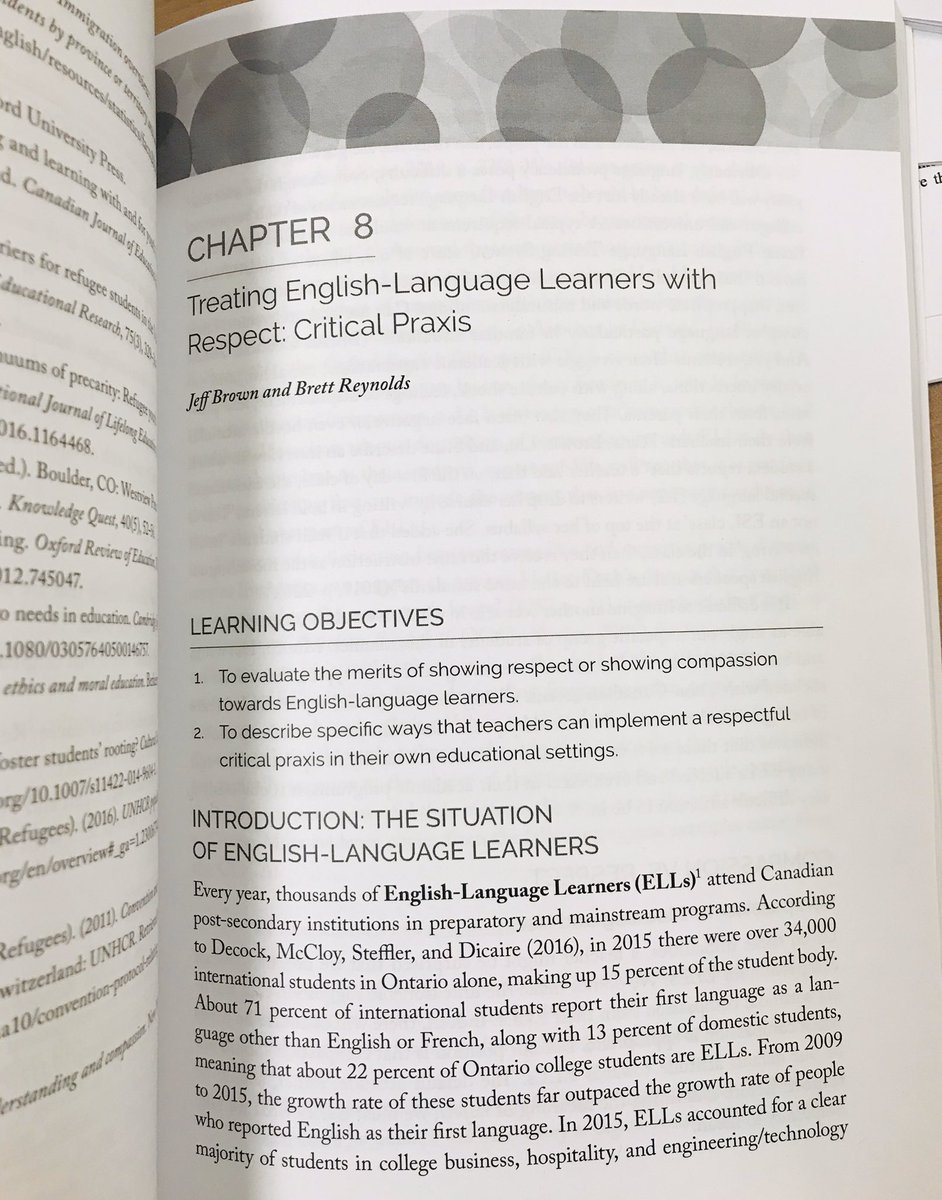 On behalf of the SoTL at GBC’s School of ESL (Learn something; share something!), congrats 2 our colleague Jeff Brown on publication, with Brett Reynolds, of their “Treating English-Language Learners with Respect: Critical Praxis” in “The Compassionate Educator”! Congrats, both!