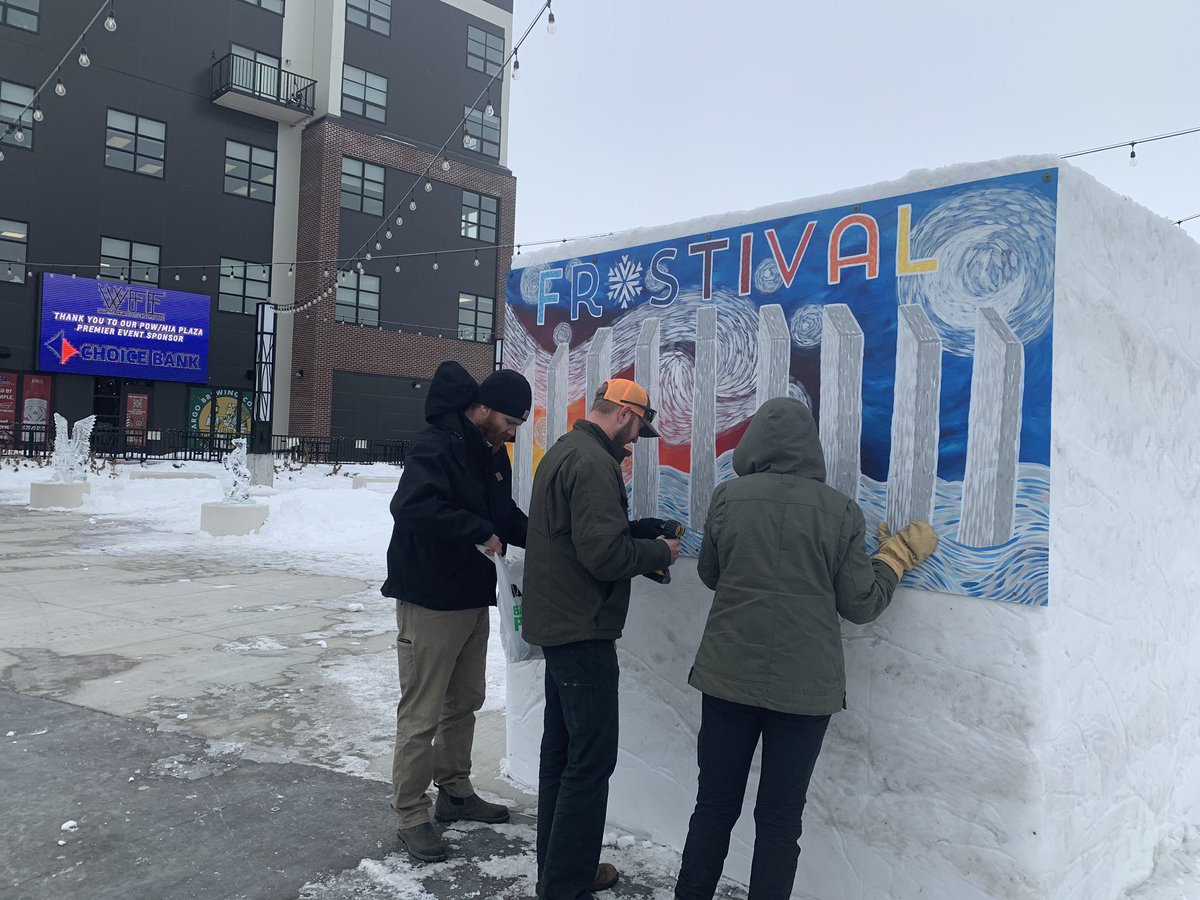 westfargoparks's tweet photo. Who's ready for @Frostival? We are!! Come see the Snow Cube Art this week and check out all our events at https://t.co/L8oS5lr7jE. Thanks to our amazing Maintenance crew for their hard work on this! #wfparks #frostival2020 #snowcube #art https://t.co/yN91QcbHbG
