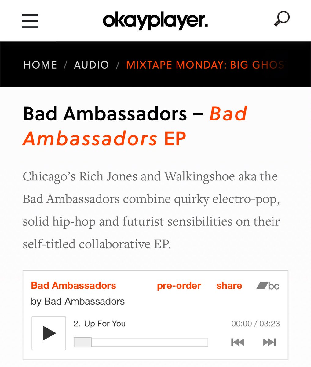 Took half my life but I finally made it onto <a href="/okayplayer/">Okayplayer</a> + I couldn’t be happier that it was for <a href="/Bad_Ambassadors/">Bad Ambassadors</a> 😋

Read away 👇
okayplayer.com/audio/best-hip…