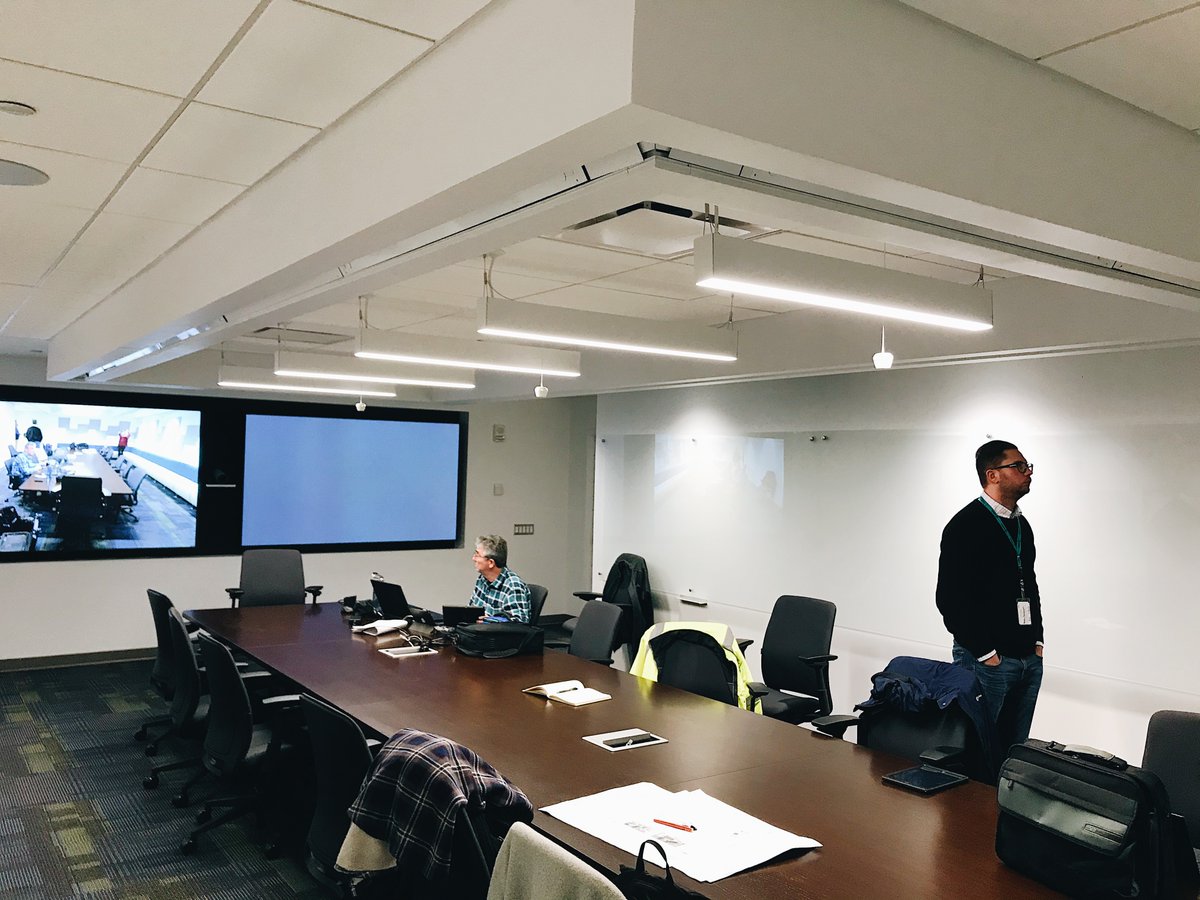 JohnsrudArch's tweet photo. We are loving this newly renovated conference room for one of our clients in NJ. The soft seating wraps around the corner to provide not only a pop of color but comfortable and extra seating for all day meetings! #JAdesigns #interiordesign #corporate #meetingspace #teambergmann https://t.co/ZM2mgu3gLs